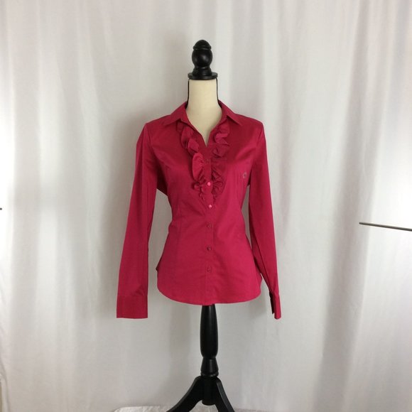 NY&CO 7th Avenue Hot Pink Long Sleeve  Blouse 103A - Picture 1 of 7